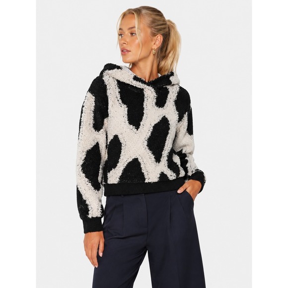 Sandy Liang Tops - Sandy Liang x Target Women Black White Abstract Animal Print Fleece Hoodie S